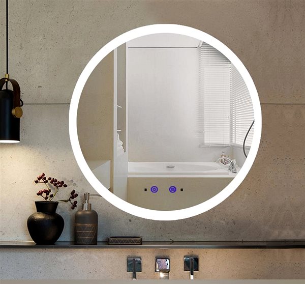 Zrkadlo Nezahmlievajúce kúpeľné zrkadlo okrúhle s LED osvetlením 60 × 60 cm KZ3 ...