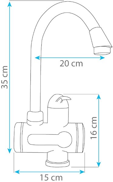 HomeLife DIGITERM HY30-08 Electric Water Heater Tap Technical Drawing