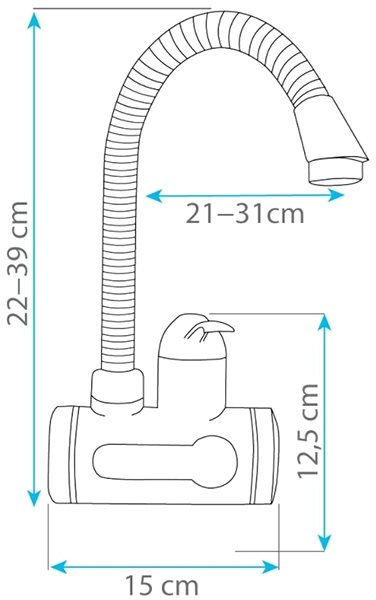 HomeLife Electric Water Heater Tap WALL DIGITERM FLEXI SDR-10X-3 technical drawing