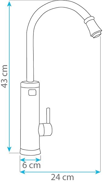 HomeLife Electric Water Heater Tap INOX DIGITAL SDR-18DC-3H Technical Drawing