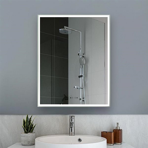 Zrkadlo Nezahmlievajúce sa kúpeľňové zrkadlo s osvetlením LED 90 × 70 cm KZ4 ...