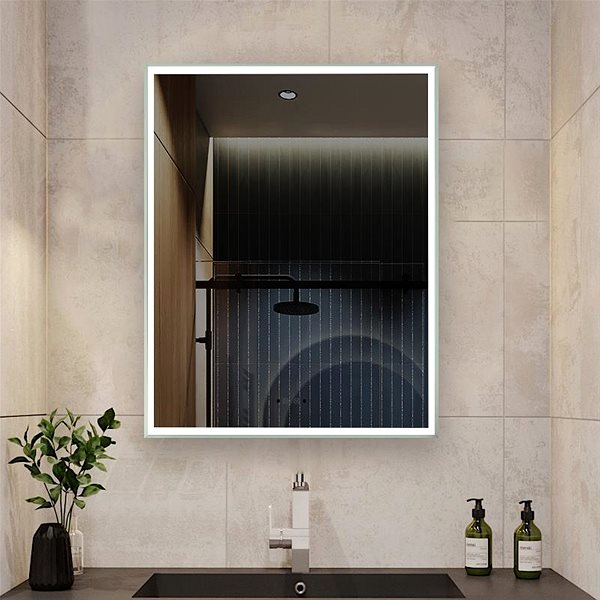 Zrkadlo Nezahmlievajúce sa kúpeľňové zrkadlo s osvetlením LED 90 × 70 cm KZ4 ...