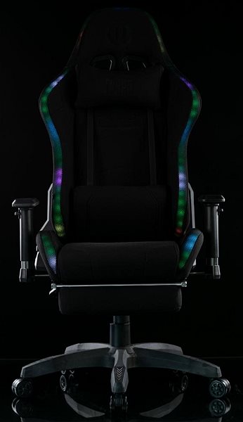 Gamer szék BHM GERMANY Turbo LED, textil, fekete/fekete Képernyő