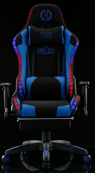 Gamer szék BHM GERMANY Turbo LED, textil, fekete/kék Képernyő