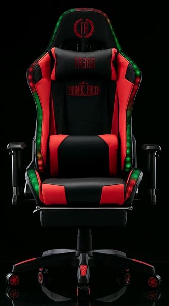 Gaming Chair BHM Germany Turbo LED, Synthetic Leather, Black / Red Screen