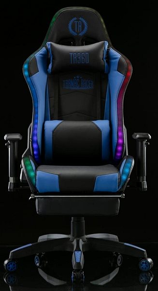 Gaming Chair BHM Germany Turbo LED, Synthetic Leather, Black / Blue Screen