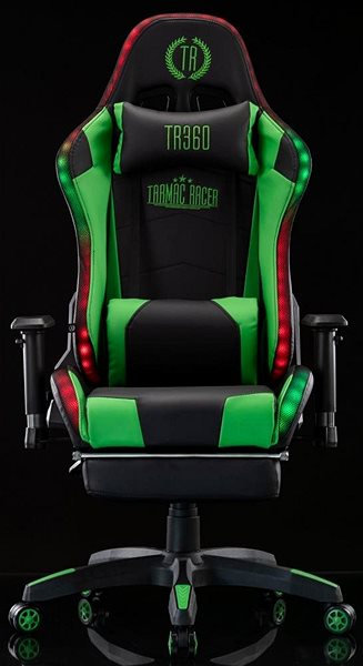 Gaming Chair BHM Germany Turbo LED, Synthetic Leather, Black / Green Screen