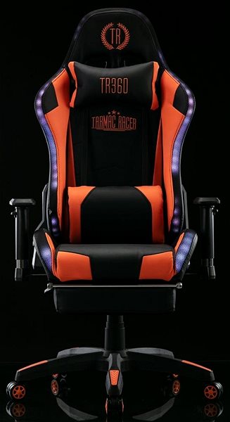 Gaming Chair BHM Germany Turbo LED, Synthetic Leather, Black / Orange Screen