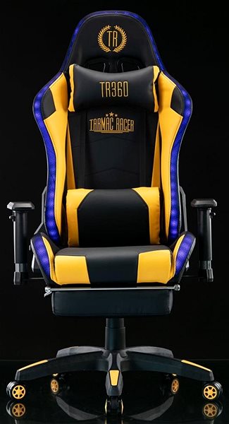 Gaming Chair BHM Germany Turbo LED, Synthetic Leather, Black / Yellow Screen