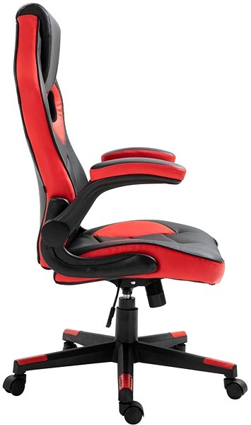Gamer szék BHM GERMANY Omis, fekete/piros Oldalnézet