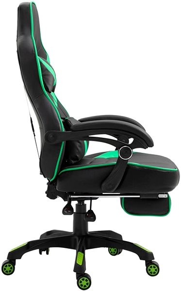 Gamer szék BHM GERMANY Tilos, fekete / zöld Oldalnézet