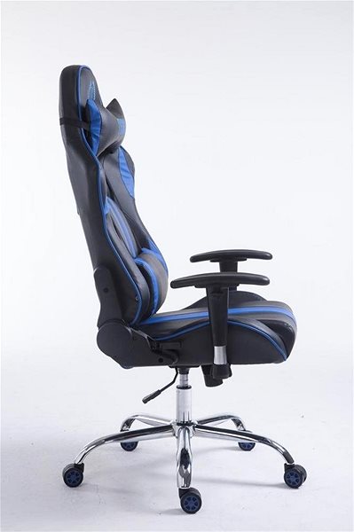 Gaming Chair BHM Germany Racing Edition, Synthetic Leather, Blue Lateral view