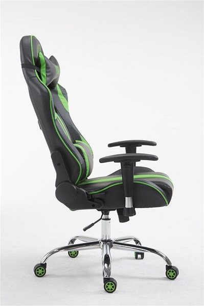 Gaming Chair BHM Germany Racing Edition, Synthetic Leather, Green Lateral view