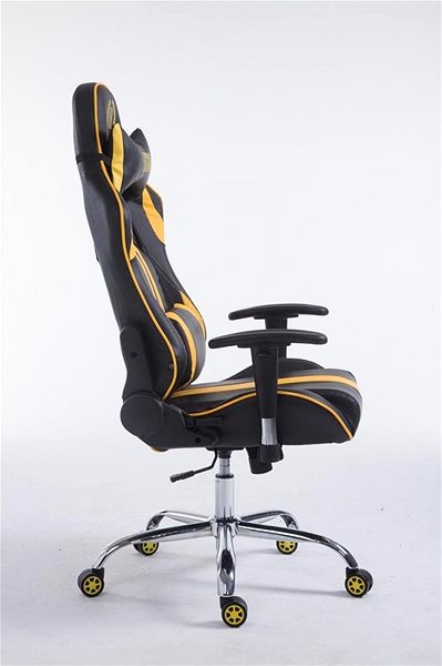 Gaming Chair BHM Germany Racing Edition, Synthetic Leather, Yellow Lateral view