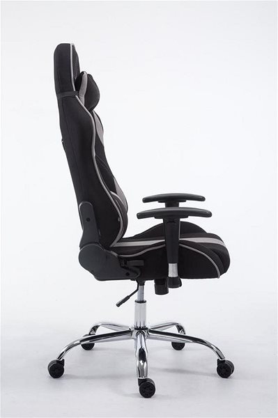 Herná stolička BHM Germany Racing Edition, textil, sivá Bočný pohľad