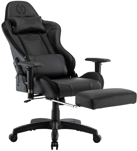 Gamer szék BHM Germany Turbo LED, műbőr, fekete Oldalnézet