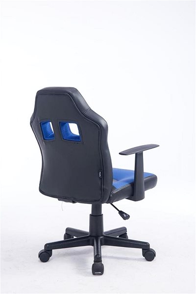 Detská stolička k písaciemu stolu BHM Germany Fun, syntetická koža, čierna/modrá Bočný pohľad
