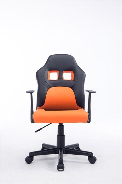 Gyerek íróasztal szék BHM GERMANY Fun, szintetikus bőr, fekete/narancs Képernyő