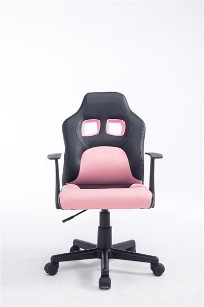 Detská stolička k písaciemu stolu BHM Germany Fun, syntetická koža, čierna/ružová Screen