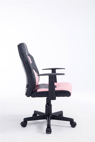 Gyerek íróasztal szék BHM GERMANY Fun, szintetikus bőr, fekete / rózsaszín Oldalnézet