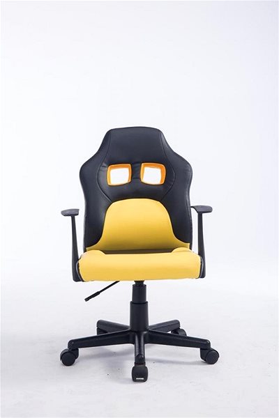 Detská stolička k písaciemu stolu BHM Germany Fun, syntetická koža, čierna/žltá Screen