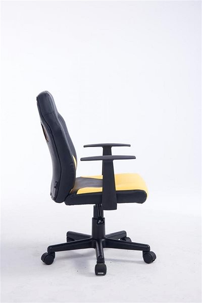 Detská stolička k písaciemu stolu BHM Germany Fun, syntetická koža, čierna/žltá Bočný pohľad