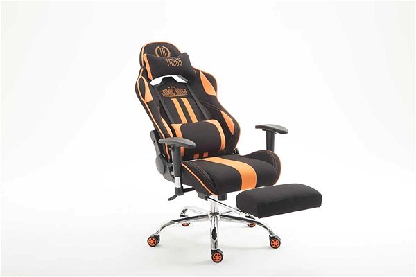 Gamer szék BHM GERMANY Limit, textil, fekete / narancssárga Oldalnézet