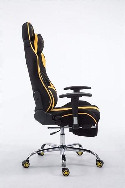 Herná stolička BHM Germany Limit, textil, čierna/žltá Bočný pohľad