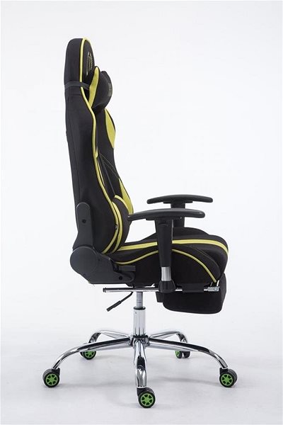 Herná stolička BHM Germany Racing Limit, textil, čierna/zelená Bočný pohľad