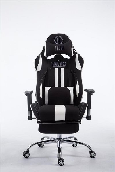 Gamer szék BHM Germany Racing Limit, textil, fekete/fehér Képernyő