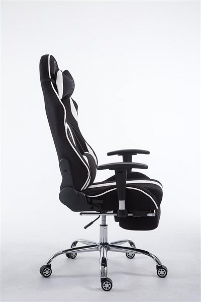 Herná stolička BHM GERMANY Racing Limit, textil, čierna/biela Bočný pohľad