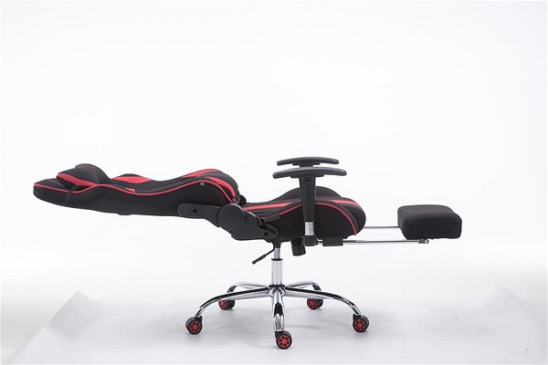 Herná stolička BHM GERMANY Racing Limit, textil, čierna/červená Bočný pohľad