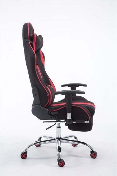 Herná stolička BHM GERMANY Racing Limit, textil, čierna/červená Bočný pohľad