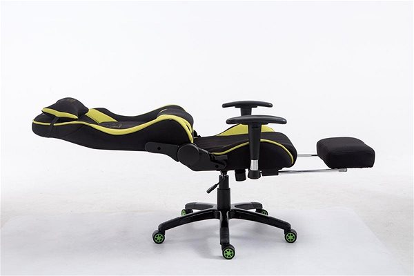 Herná stolička BHM Germany Racing Shift, textil, čierna/zelená Bočný pohľad