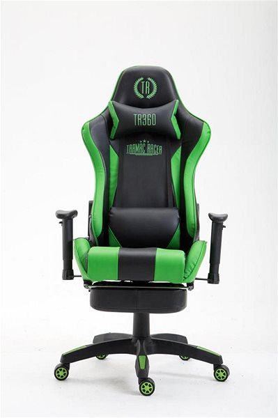 Gamer szék BHM Germany Boavista, szintetikus bőr, fekete/zöld Képernyő