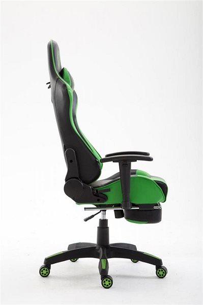 Gamer szék BHM Germany Boavista, szintetikus bőr, fekete/zöld Oldalnézet