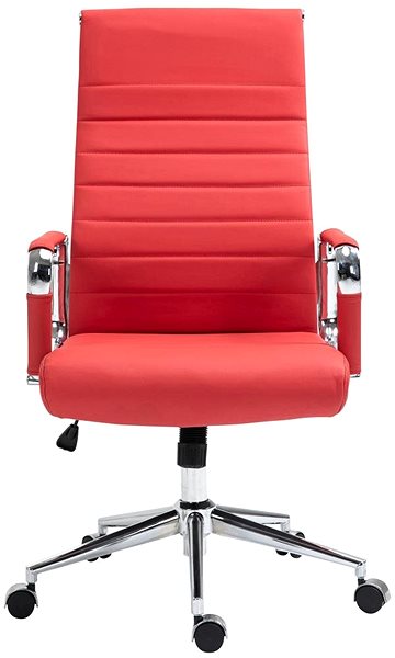 Kancelárska stolička BHM Germany Kolumbus, pravá koža, červená Screen