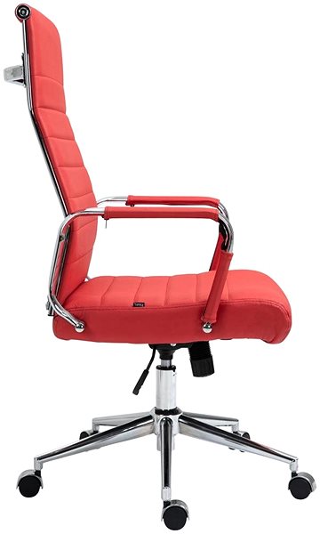 Kancelárska stolička BHM Germany Kolumbus, pravá koža, červená Bočný pohľad