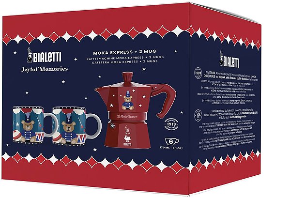 Moka Pot Bialetti Joyful Christmas Moka express 6 servings + 2 cups ...