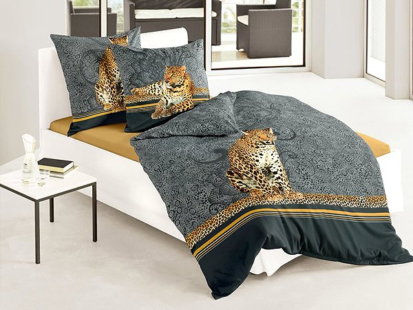 Obliečky Bierbaum Saténové obliečky Leopard 140 × 200/70 × 90 cm ...