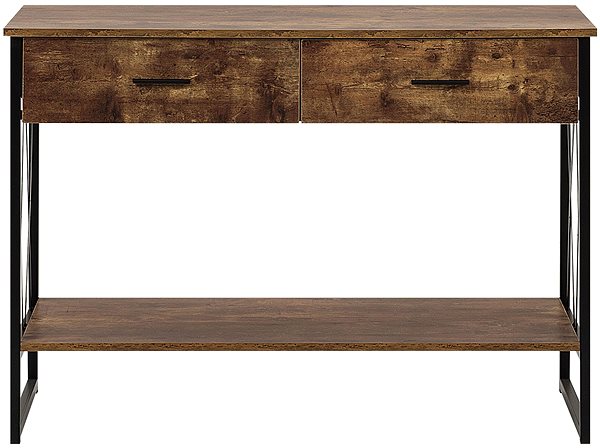 Konzolový stolík Konzola so 2 zásuvkami, tmavé drevo s čiernou, AYDEN, 180197 ...
