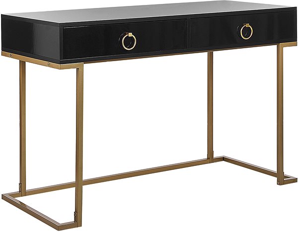 Konzolový stolík Konzolový stolík s 2 zásuvkami čierno-zlatý WESTPORT, 262811 ...