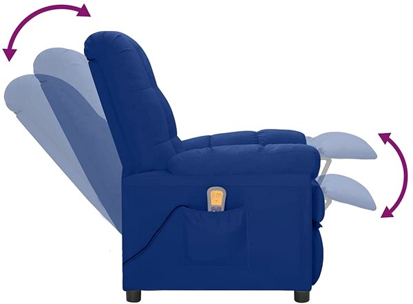 Masážne kreslo Masážne polohovacie kreslo modré textil, 342743 ...