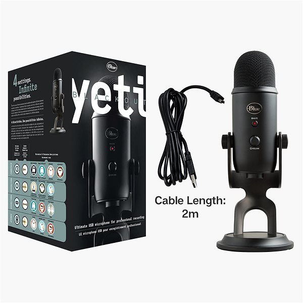 Mikrofon Blue Yeti USB, Blackout Csomag tartalma