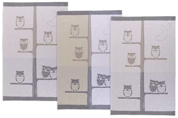 Kuchyňská utěrka Bellatex Sada 3 kusů - 50 × 70 cm - sovičky hnědé ...