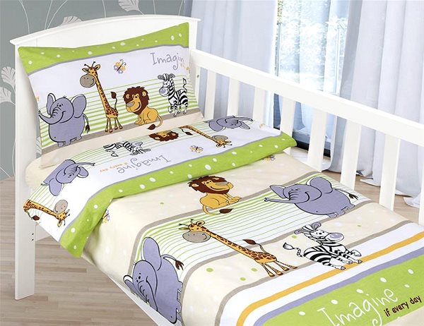 Dětské povlečení Bellatex Agáta - 90 × 135, 45 × 60 cm - Safari zelené ...