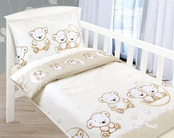 Detská posteľná bielizeň Bellatex Agáta – 90 × 135; 45 × 60 cm – Medvedík, béžová ...