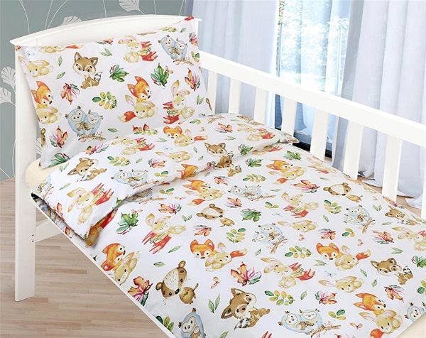 Detská posteľná bielizeň Bellatex Agáta - 90 × 135, 45 × 60 cm - lesné zvieratká ...