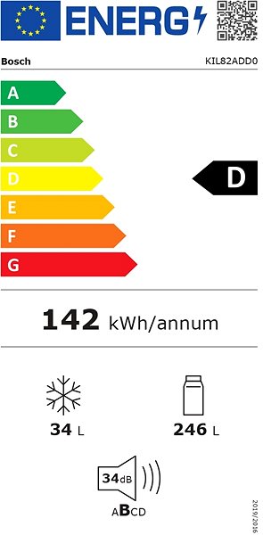 Refrigerator BOSCH KIR81ADD0 Energy label
