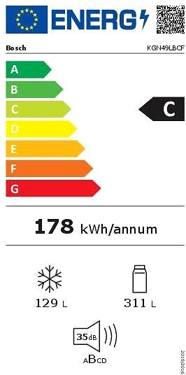 Refrigerator BOSCH KGN49LBCF Energy label